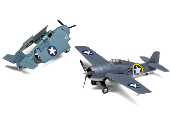 Level 2 Model Kit Grumman F4F-4 Wildcat Fighter Aircraft with 2 Scheme Options 1/72 Plastic Model Kit by Airfix